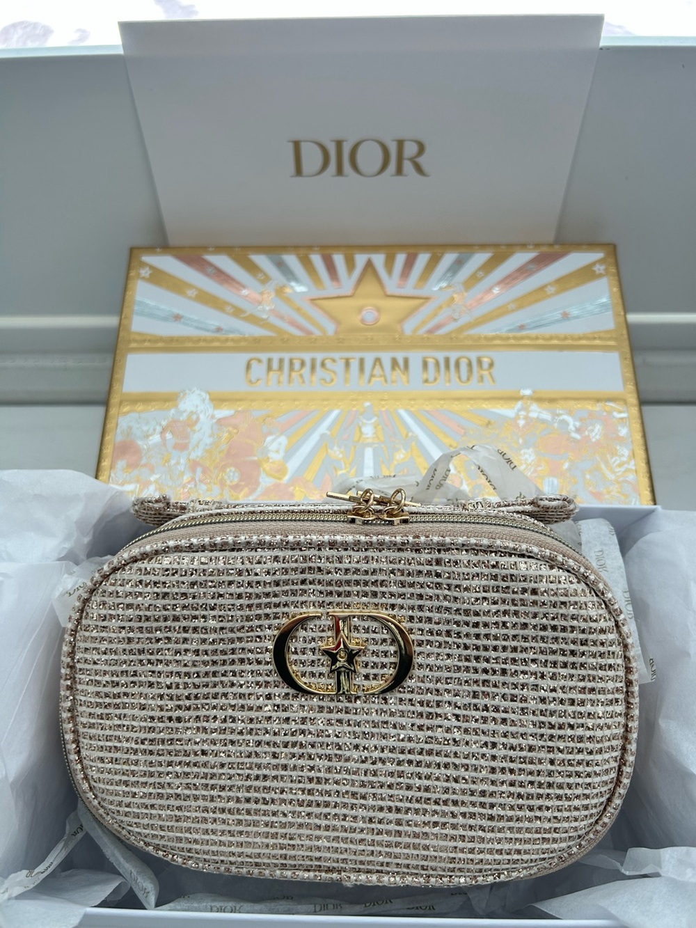 Dior Ltd. edition Gold Makeup/Evening Bag New in Box